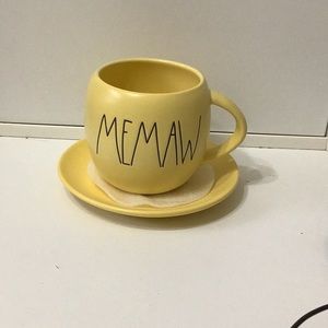 Rae Dunn “MeMaw” Coffee Cup & Saucer New 💛